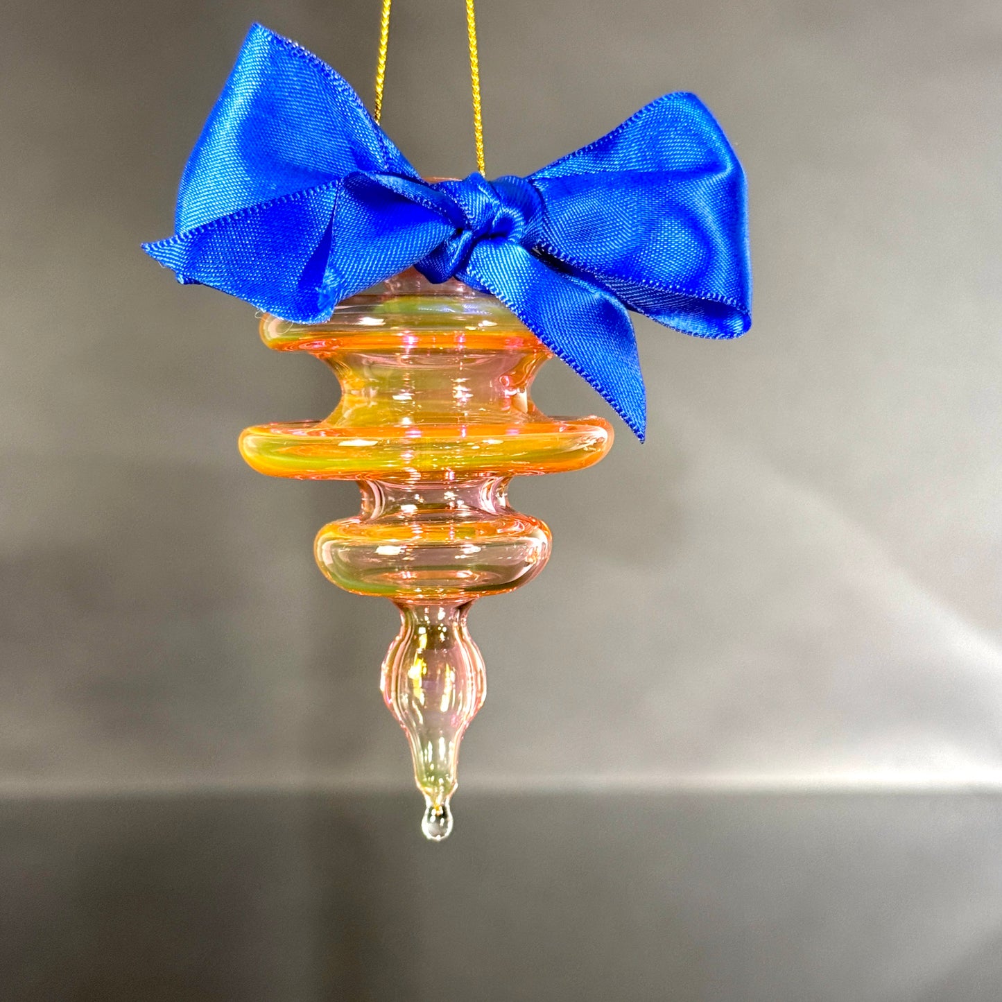 Pink and 24k Gold Fume with Cornflower Blue Bow