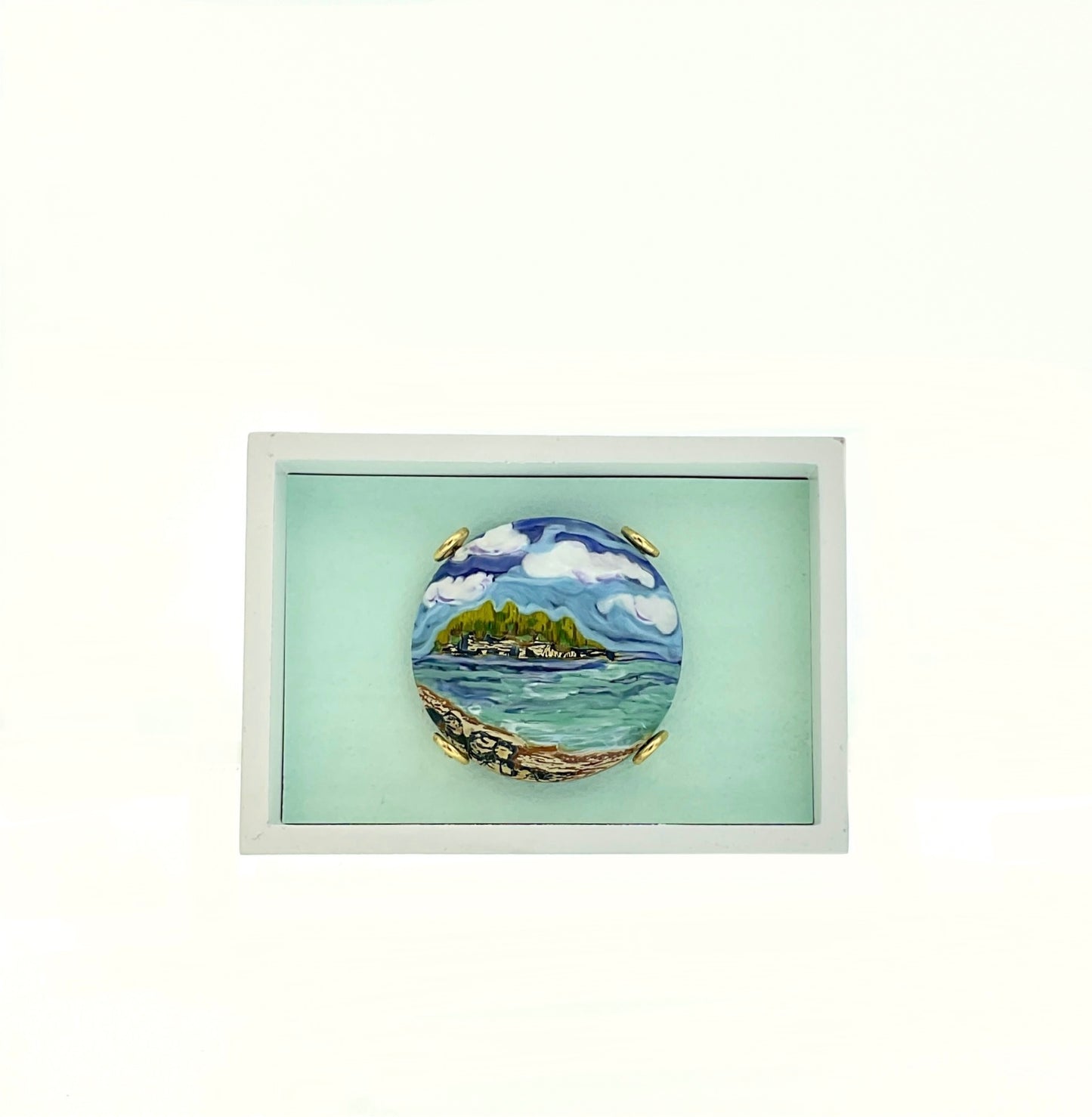 Island Time Framed Glass Painting