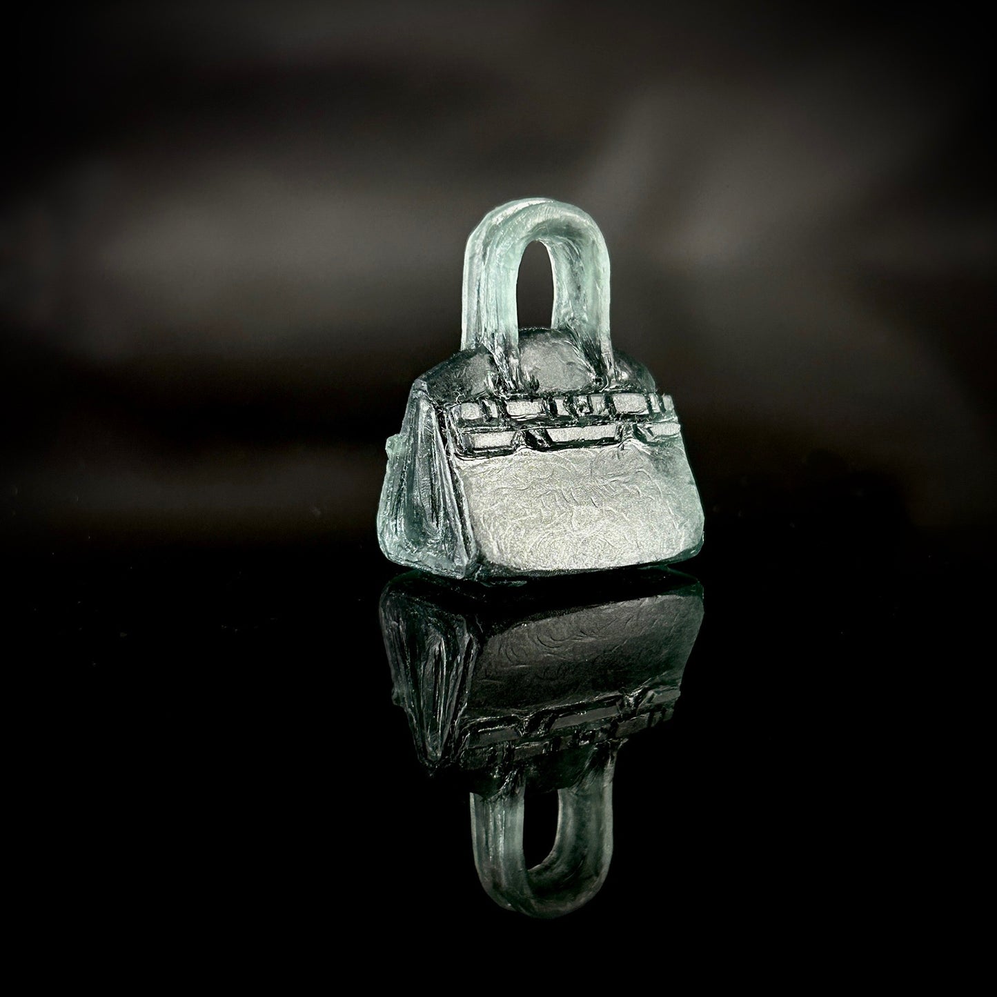 Birkin 30 in Vert Anglais on Swift Leather- Hand Carved Glass Pendant