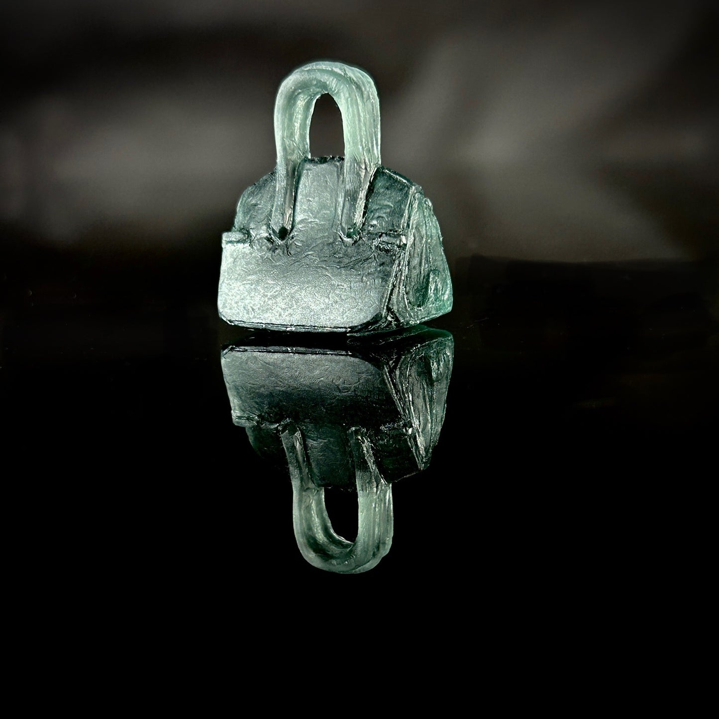 Birkin 30 in Vert Anglais on Swift Leather- Hand Carved Glass Pendant