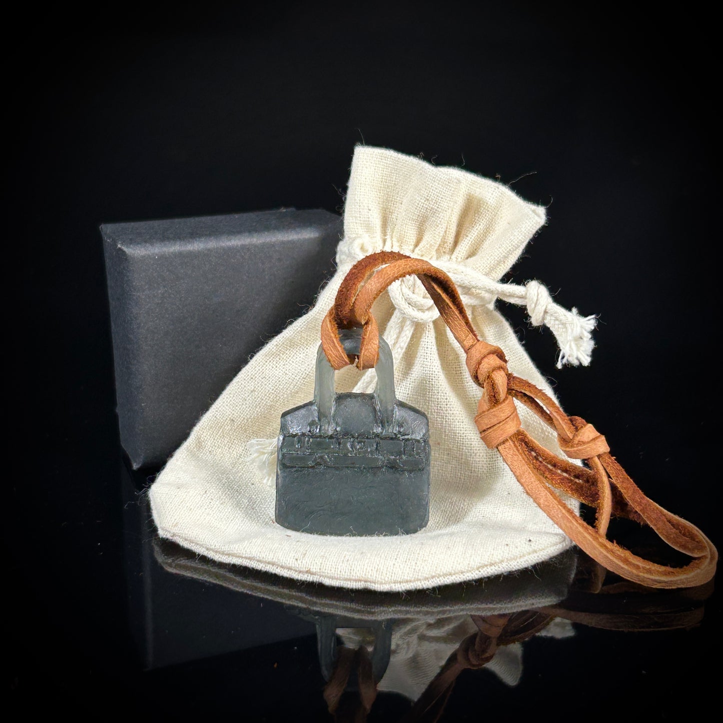 Birkin 30 in Vert Anglais on Swift Leather- Hand Carved Glass Pendant