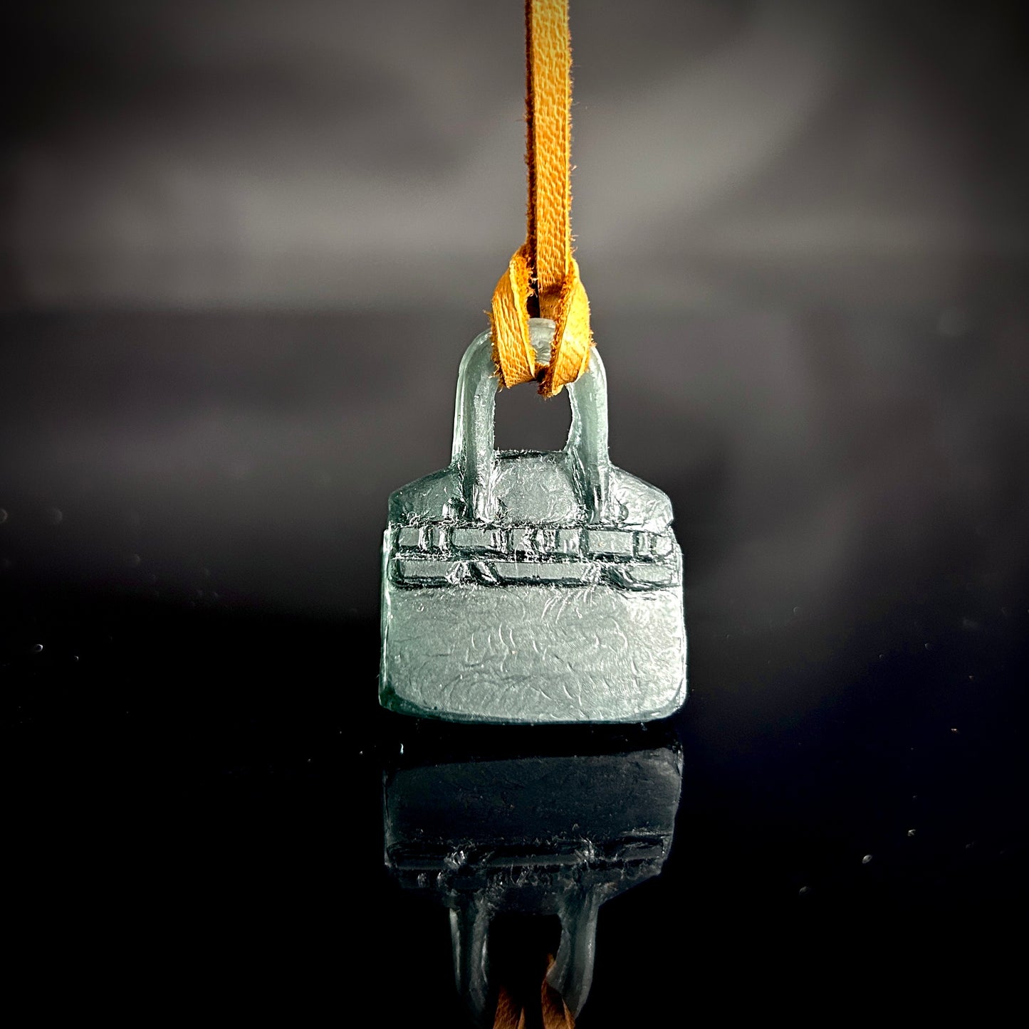 Birkin 30 in Vert Anglais on Swift Leather- Hand Carved Glass Pendant