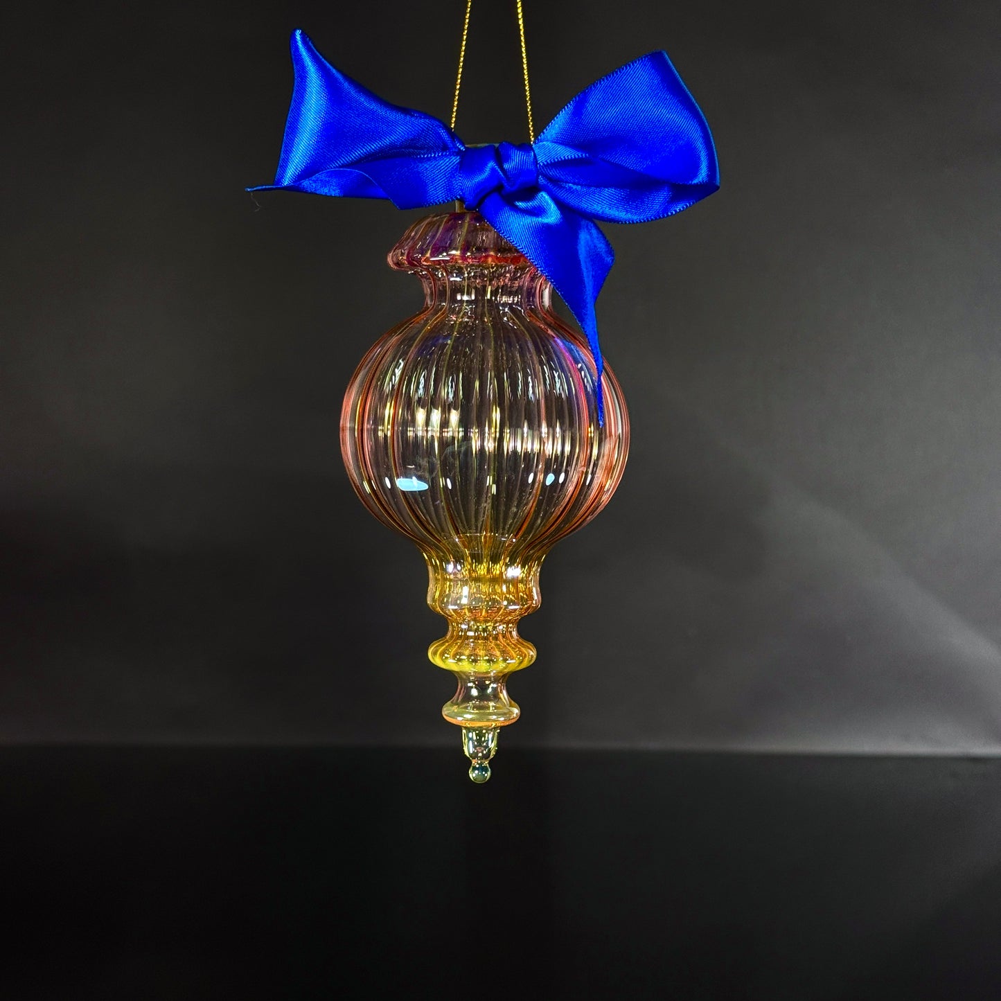 Sugarplum with 24k Gold and Silver Fume with Royal Blue Bow