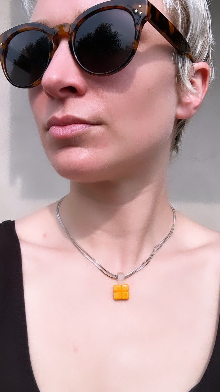 Nostalgia “O” Block Pendant in Goldenrod